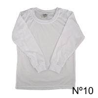 Camiseta Infantil Branca N 10 Manga Longa 100% Poliester Camiseta Infantil Branca N 10 Manga Longa 100% Poliester