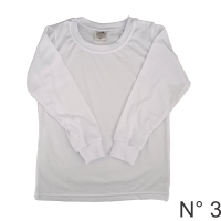 Camiseta Infantil Branca N 3 Manga Longa 100% Poliester Camiseta Infantil Branca N 3 Manga Longa 100% Poliester
