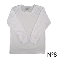 Camiseta Infantil Branca N 8 Manga Longa 100% Poliester Camiseta Infantil Branca N 8 Manga Longa 100% Poliester