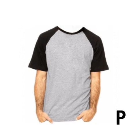Camiseta Raglan Cinza C/ Preto Basica P 100% Poliester Camiseta Raglan Cinza C/ Preto Basica P 100% Poliester