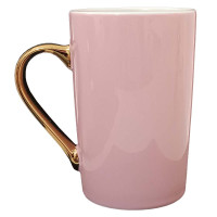 Caneca Cônica Porcelana Rosa C/ alça Cromada Dourada 360ml P/ Sublimaçao Caneca Cônica Porcelana Rosa C/ alça Cromada Dourada 360ml P/ Sublimaçao