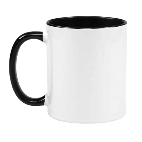 Caneca Cer. 325ml Branca - Interna e Alça Preta Importada P/ Sublimaçao Caneca Cer. 325ml Branca - Interna e Alça Preta Importada P/ Sublimaçao