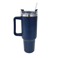 Copo Termico Aço Inox Azul Escuro 1,2L C/ Alça Canudo E Tampa