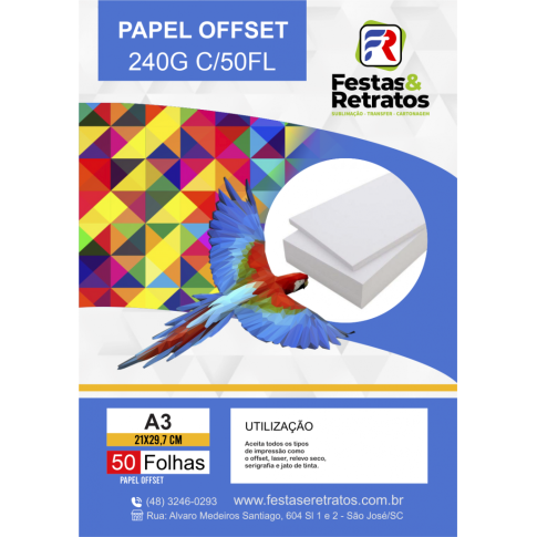 Papel Offset Branco 240g A3 c/50 Folhas Papel Offset Branco 240g A3 c/50 Folhas