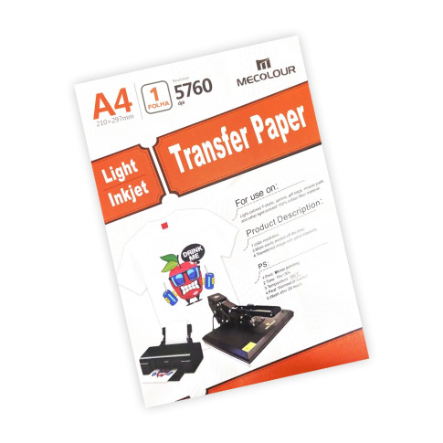 Papel Transfer P/Tecido Claro 100g A4 C/1 folha