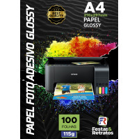 Papel Foto Adesivo Glossy 115G  A4 C/100 Folhas