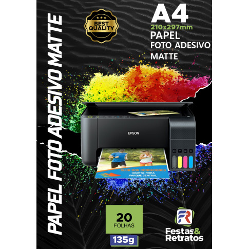 Papel Foto Adesivo Matte 135g A4 20 Folhas Papel Foto Adesivo Matte 135g A4 20 Folhas