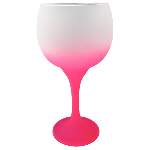 Taça Gin De Vidro Degrade pink 600ML Jateada  P/ Sublimacão