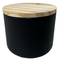 Frasco Para Vela Cozy 225ml Preto  C/ Tampa Pinus