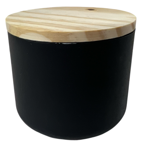 Frasco Para Vela Cozy 70ml Preto C/ Tampa Pinus