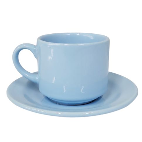 Xicara De Cha Com Pires 180ml Azul Claro De Ceramica P/ Sublimaçao Xicara De Cha Com Pires 180ml Azul Claro De Ceramica P/ Sublimaçao