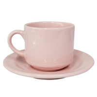 Xicara De Cha Com Pires 180ml Rosa De Ceramica P/ Sublimaçao