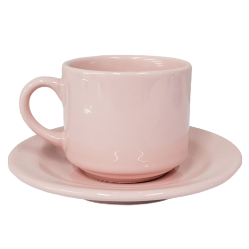 Xicara De Cha Com Pires 180ml Rosa De Ceramica P/ Sublimaçao Xicara De Cha Com Pires 180ml Rosa De Ceramica P/ Sublimaçao
