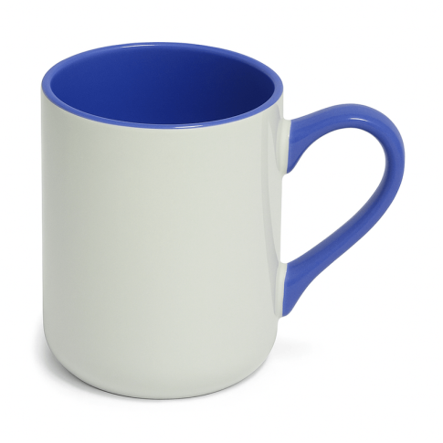 Caneca Cer. 325ml Branca - Imperial Interna e Alça Azul Claro - Live