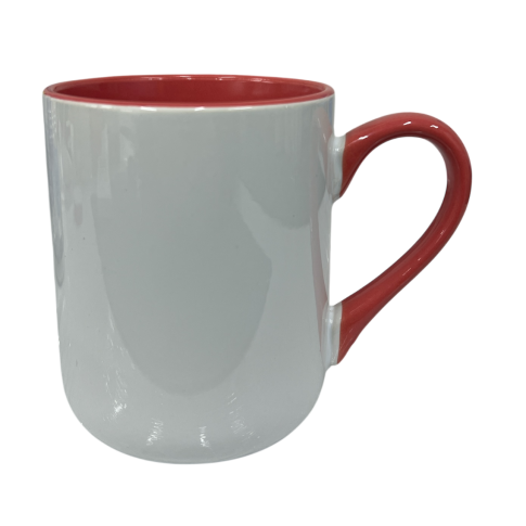 Caneca Cer. 325ml Branca - Imperial Interna e Alça Salmão - Live P/ Sublimaçao