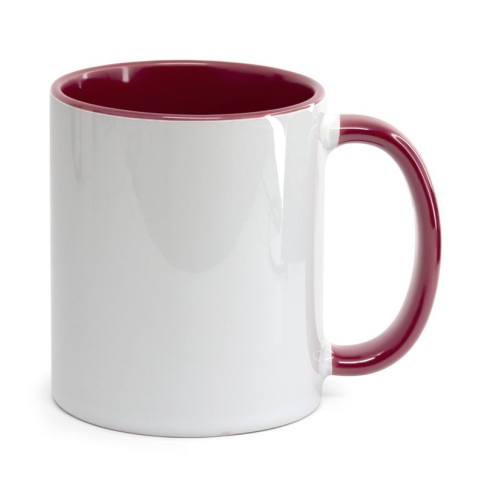 Caneca Cer. 325ml Branca - Interna e Alça Vinho Live - P/ Sublimaçao Caneca Cer. 325ml Branca - Interna e Alça Vinho Live - P/ Sublimaçao