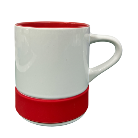 Caneca Cer. 350ml Branca Interna e Base Vermelha P/ Sublimacao