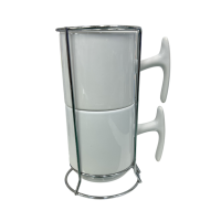 Kit Com 2 Canecas 325ml Majestic e Suporte Metal - Live - P/ Sublimacão
