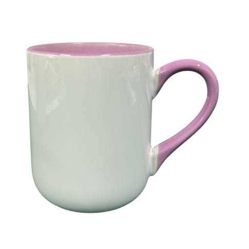 Caneca Cer. 325ml Branca - Imperial Interna e Alça Lilas - Live P/ Sublimaçao