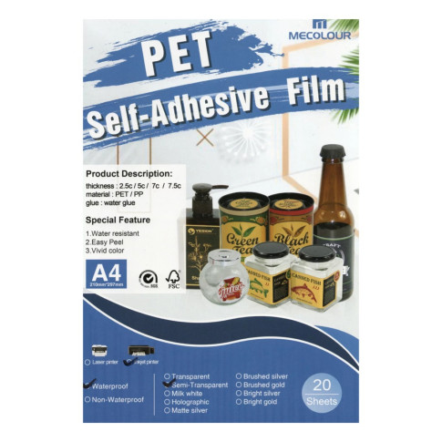 Vinil Pet Transparente Não Resistente A Agua A4 C/20 (jato de tinta) Vinil Pet Transparente Não Resistente A Agua A4 C/20 (jato de tinta)