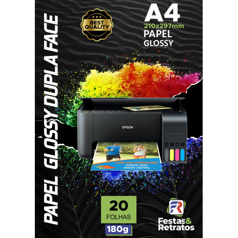 Papel Glossy Dupla Face180g A4 C/20 Folhas Papel Glossy Dupla Face180g A4 C/20 Folhas