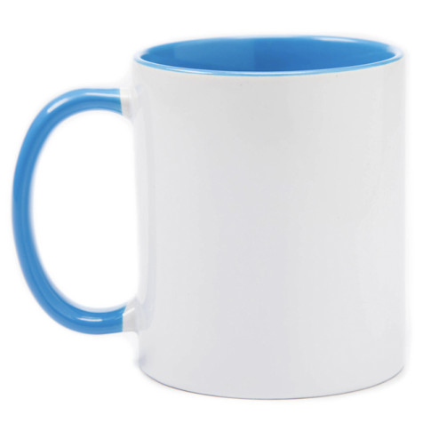 Caneca Cer. 325ml Branca - Interna e Alça Azul Claro Live P/ Sublimaçao Caneca Cer. 325ml Branca - Interna e Alça Azul Claro Live P/ Sublimaçao