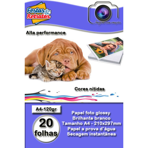 Papel glossy 120g A4 20 Folhas Papel glossy 120g A4 20 Folhas