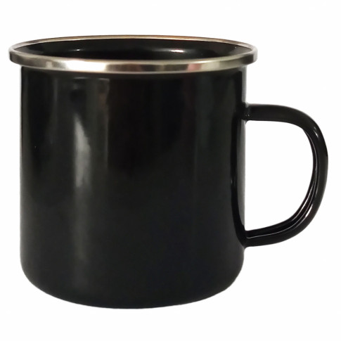 Caneca Esmaltada Enamel 325ml Preta C/ Borda Prata (Não sublimável) Caneca Esmaltada Enamel 325ml Preta C/ Borda Prata (Não sublimável)