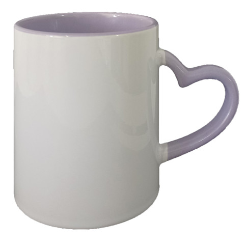 Caneca Cer. 325ml Branca Interna e Alça Coração Lilás Live P/ Sublimaçao Caneca Cer. 325ml Branca Interna e Alça Coração Lilás Live P/ Sublimaçao