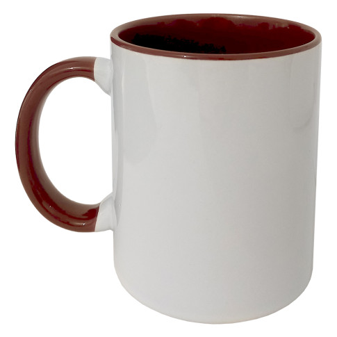 Caneca Cer. 325ml Branca - Interna e Alça Marrom Live Caneca Cer. 325ml Branca - Interna e Alça Marrom Live