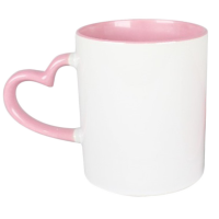 Caneca Cer. 325ml Branca Interna e Alça Coração Rosa Live P/ Sublimaçao Caneca Cer. 325ml Branca Interna e Alça Coração Rosa Live P/ Sublimaçao