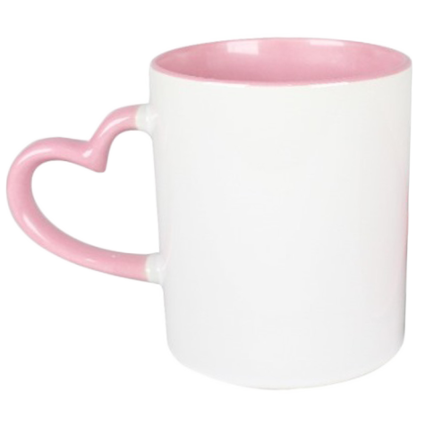 Caneca Cer. 325ml Branca Interna e Alça Coração Rosa Live P/ Sublimaçao Caneca Cer. 325ml Branca Interna e Alça Coração Rosa Live P/ Sublimaçao