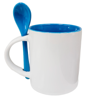 Caneca Ceramica 325ml Branca C/ Colher Interna Az. Claro Reta P/ Sublimaçao Caneca Ceramica 325ml Branca C/ Colher Interna Az. Claro Reta P/ Sublimaçao