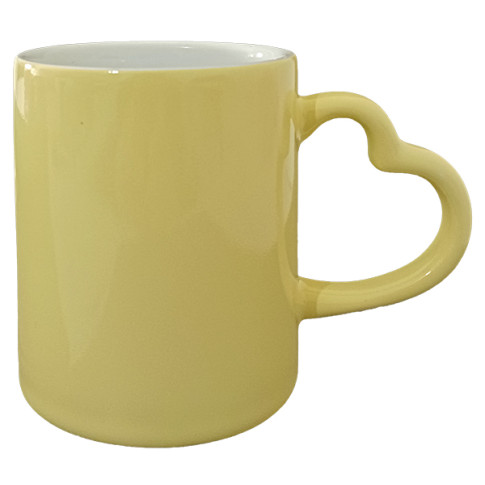 Caneca Cer. 300ml Alça Coração Amarelo Pastel Sublime Caneca Cer. 300ml Alça Coração Amarelo Pastel Sublime
