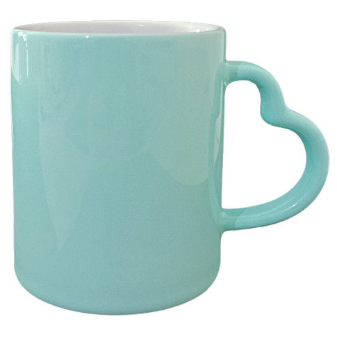 Caneca Cer. 300ml Alça Coração Azul Pastel Sublime Caneca Cer. 300ml Alça Coração Azul Pastel Sublime