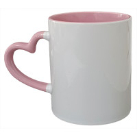 Caneca Cer. 325ml Branca Interna e Alça Coração Rosa Importada P/ Sublimaçao Caneca Cer. 325ml Branca Interna e Alça Coração Rosa Importada P/ Sublimaçao