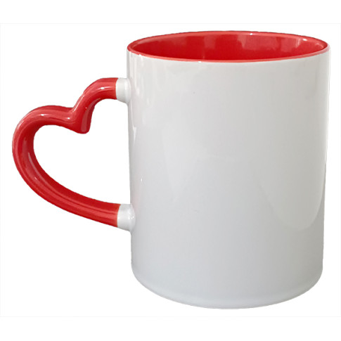 Caneca Cer. 325ml Branca Interna e Alça Coração Vermelha Live P/ Sublimaçao Caneca Cer. 325ml Branca Interna e Alça Coração Vermelha Live P/ Sublimaçao