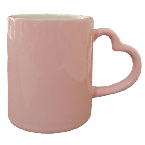 Caneca Cer. 300ml Alça Coração Rosa Pastel Sublime Caneca Cer. 300ml Alça Coração Rosa Pastel Sublime