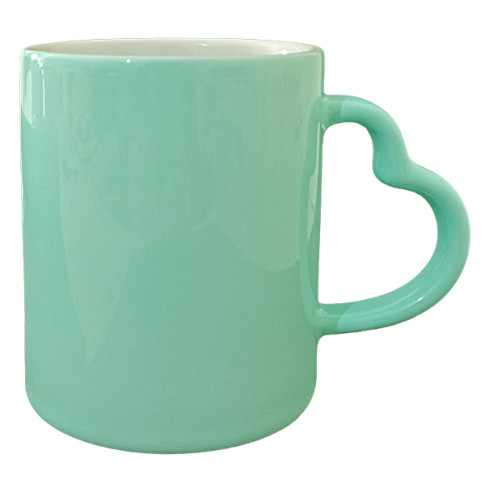 Caneca Cer. 300ml Alça Coração Verde Pastel Sublime Caneca Cer. 300ml Alça Coração Verde Pastel Sublime