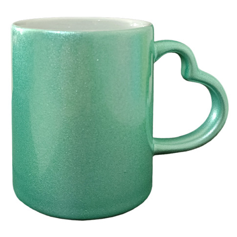 Caneca Cer. 300ml Alça Coração Perolada Verde Sublime Caneca Cer. 300ml Alça Coração Perolada Verde Sublime
