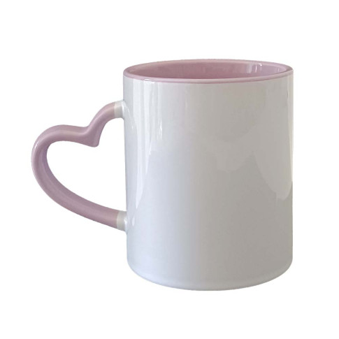 Caneca Cer. 325ml Branca Interna e Alça Coração Lilás Importada P/ Sublimaçao Caneca Cer. 325ml Branca Interna e Alça Coração Lilás Importada P/ Sublimaçao