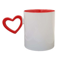 Caneca Cer. 325ml Branca Interna/ Alça Coração Externo Vermelha P/ Sublimação Caneca Cer. 325ml Branca Interna/ Alça Coração Externo Vermelha P/ Sublimação