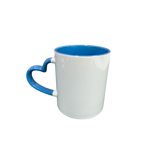 Caneca Cer. 325ml Branca Interna e Alça Coração Az. Claro P/ Sublimaçao Caneca Cer. 325ml Branca Interna e Alça Coração Az. Claro P/ Sublimaçao