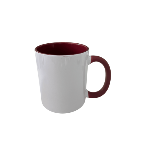Caneca Cer. 325ml Branco Alça Soft Interno Vinho Caneca Cer. 325ml Branco Alça Soft Interno Vinho