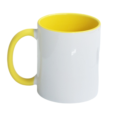 Caneca Cer. 325ml Branco Alça Soft Interno Amarelo Caneca Cer. 325ml Branco Alça Soft Interno Amarelo