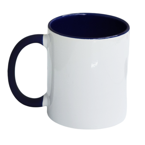 Caneca Cer. 325ml Branco Alça Soft Interno Azul Escuro Caneca Cer. 325ml Branco Alça Soft Interno Azul Escuro