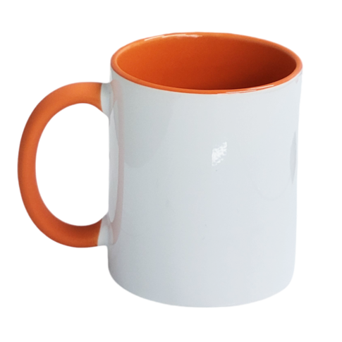 Caneca Cer. 325ml Branco Alça Soft Interno Laranja Caneca Cer. 325ml Branco Alça Soft Interno Laranja