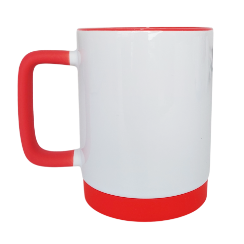 Caneca Cer. 325ml Branco Alça Soft Base Silicone Interno Vermelho