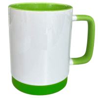 Caneca Cer. 325ml Branco Alça Soft Base Silicone Interno Verde Claro