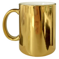 Caneca Cer. 325ml Cromada Dourada Importada Caneca Cer. 325ml Cromada Dourada Importada